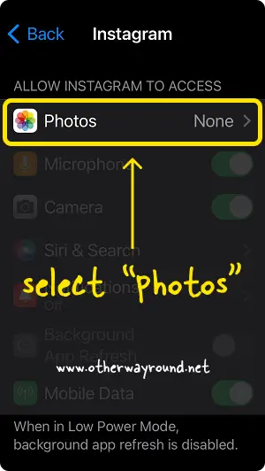 How to Allow Instagram Access to Photos on iPhone Step-3