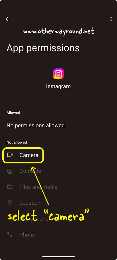 How to Enable Camera Access on Instagram Android Step-4