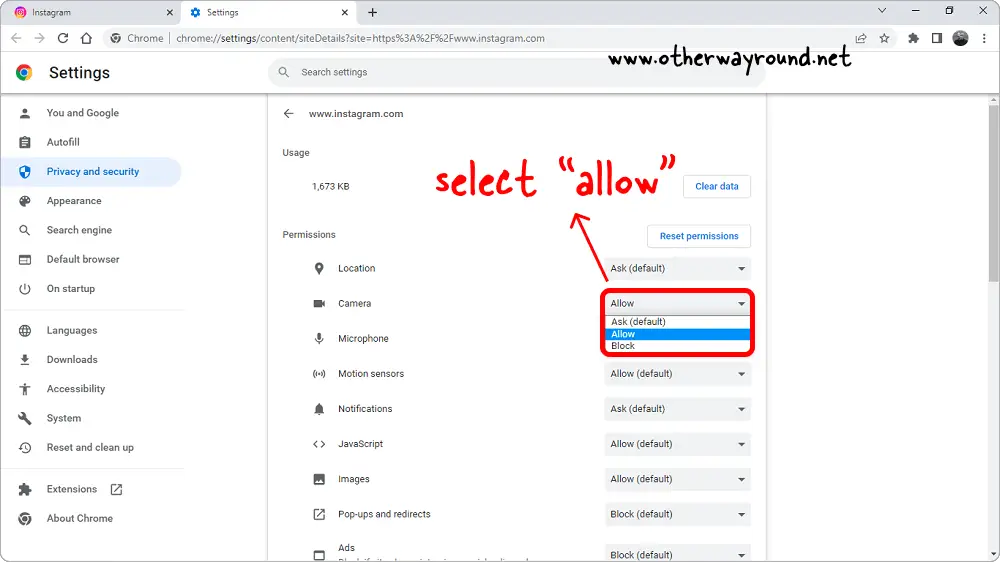 How to Enable Camera Access on Instagram Web Step-4.1