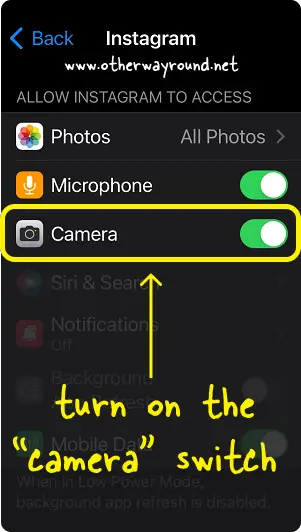 How to Enable Camera Access on Instagram iPhone Step-3