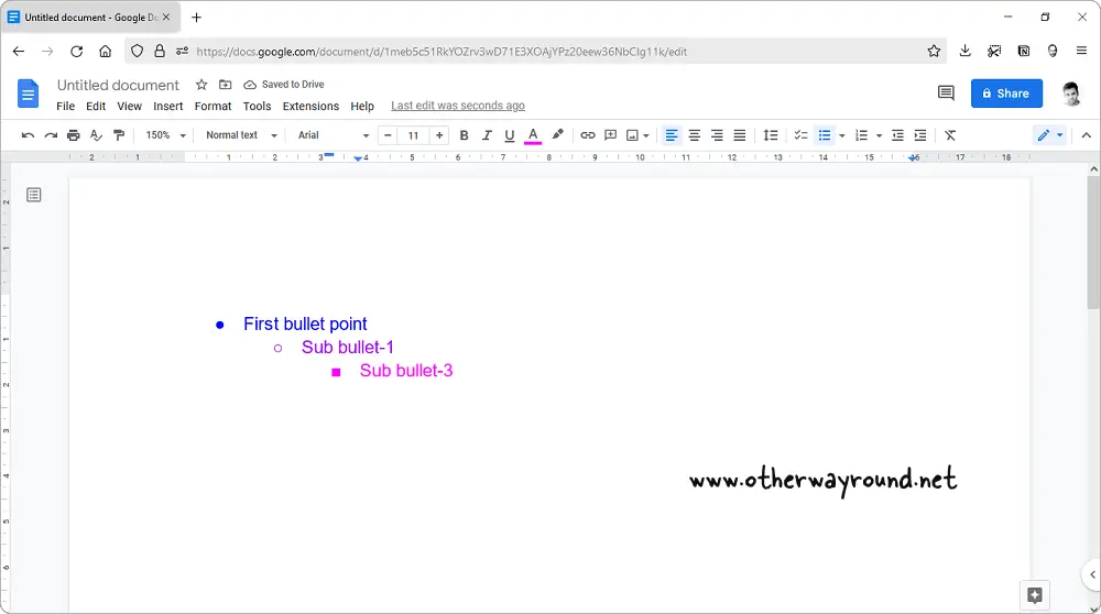 How to Make a Sub Bullet in Google Docs-3