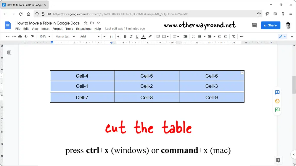 How to Move a Table in Google Docs Step-2