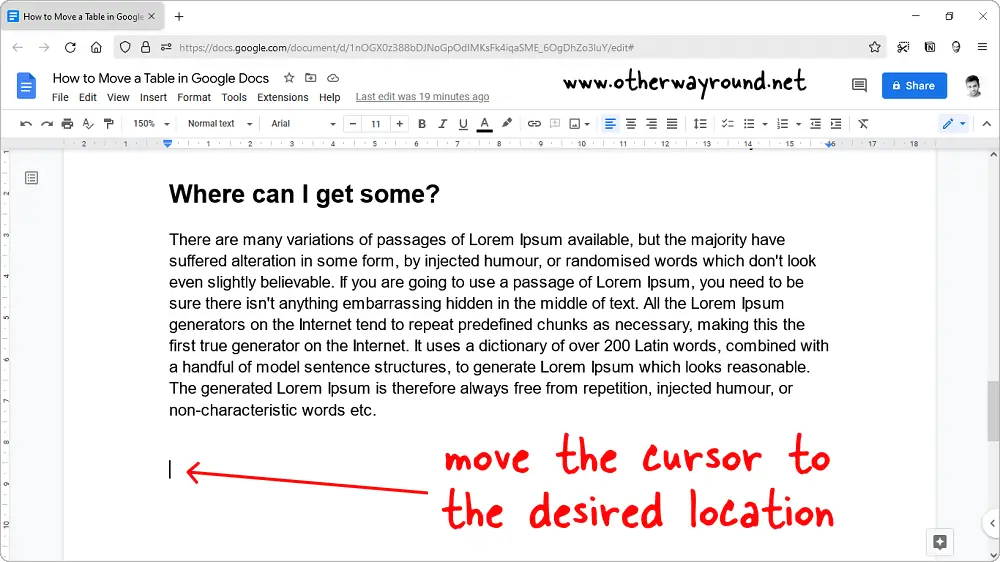 How to Move a Table in Google Docs Step-3