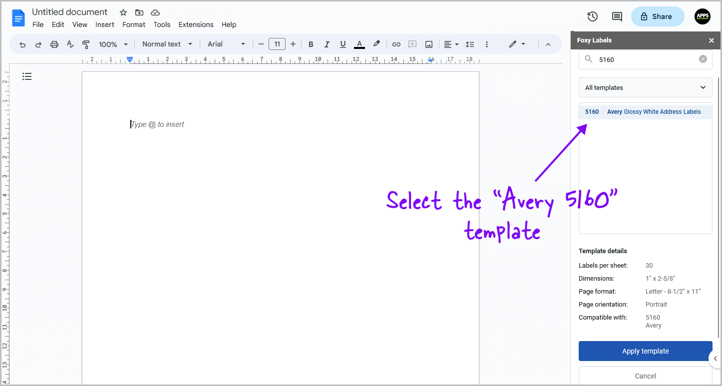 Avery 5160 Template Google Docs